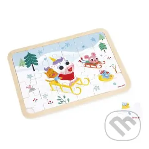 Drevené puzzle s predlohou a hľadanie rozdielov Sánkovačka - puzzle z kategorie Maxi dílky