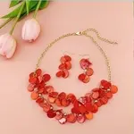 Flat Round Shell Dangle Earrings & Double Layer Necklaces Sets