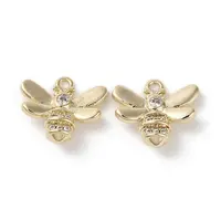 Brass Micro Pave Clear Cubic Zirconia Charms
