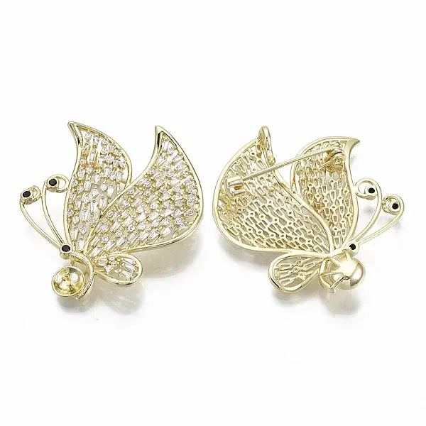 Brass Micro Pave Cubic Zirconia Brooch Findings