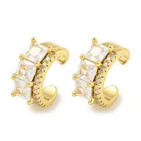 Brass Micro Pave Cubic Zirconia Cuff Earrings
