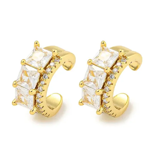 Brass Micro Pave Cubic Zirconia Cuff Earrings