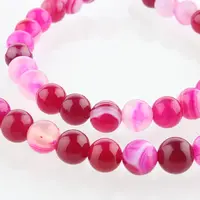 Natural Striped Agate/Banded Agate Round Bead Strands