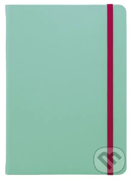 Notes - mentolovej farby s červenou gumičkou (bodkovaný)