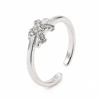 Clear Cubic Zirconia Bowknot Open Cuff Ring