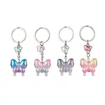 4Pcs Glass & Acrylic Butterfly Keychain