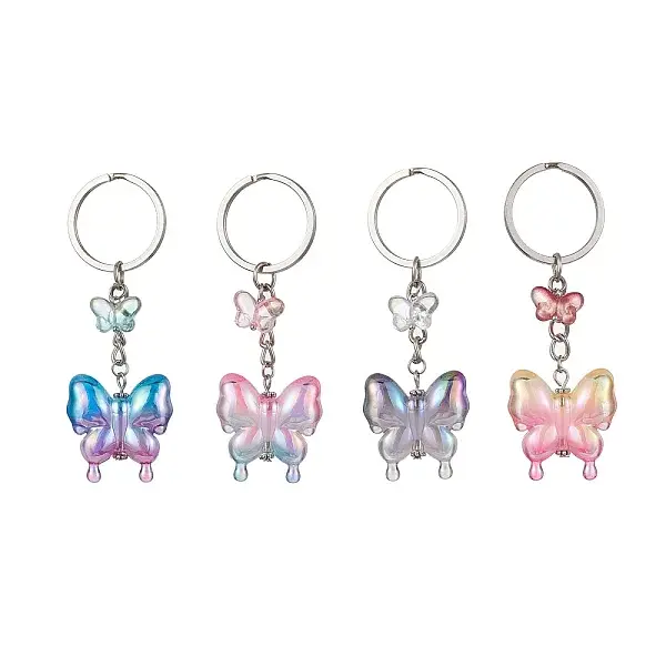 4Pcs Glass & Acrylic Butterfly Keychain