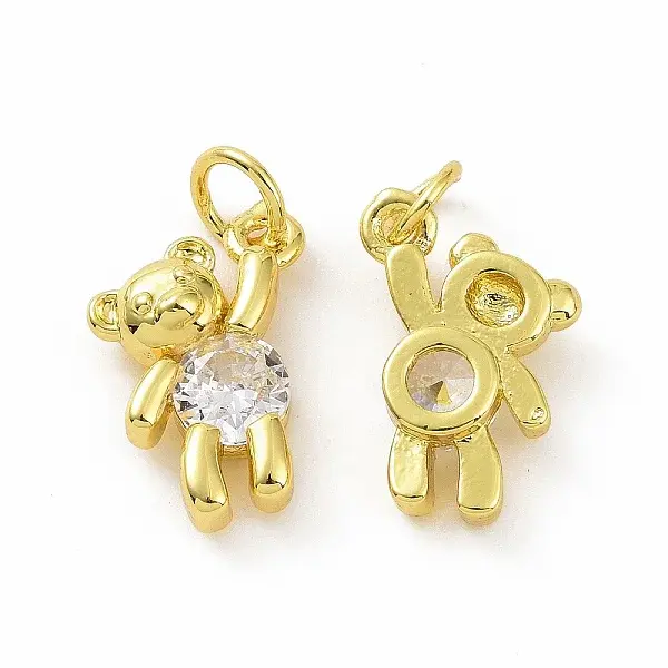 Brass Micro Pave Clear Cubic Zirconia Charms