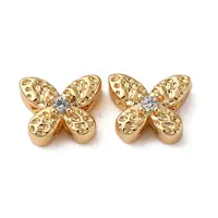 Brass Micro Pave Clear Cubic Zirconia Beads