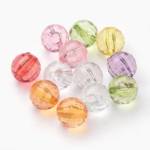 Faceted Round Transparent Acrylic Beads