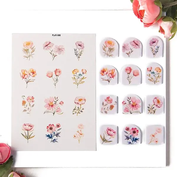 Flower Pattern Polymer Clay Earrings Water Transfer Paper
