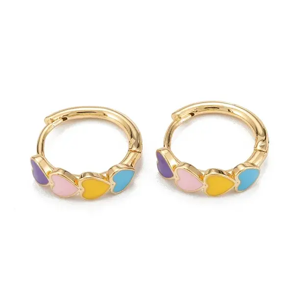 Brass Enamel Hoop Earrings