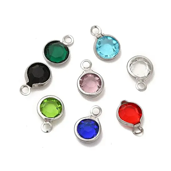 304 Stainless Steel with Glass Charms