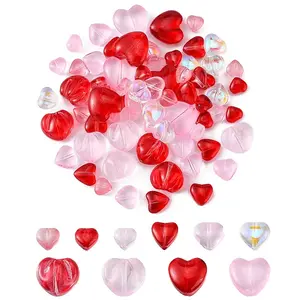 80Pcs 13 Style Transparent Spray Painted Glass Beads