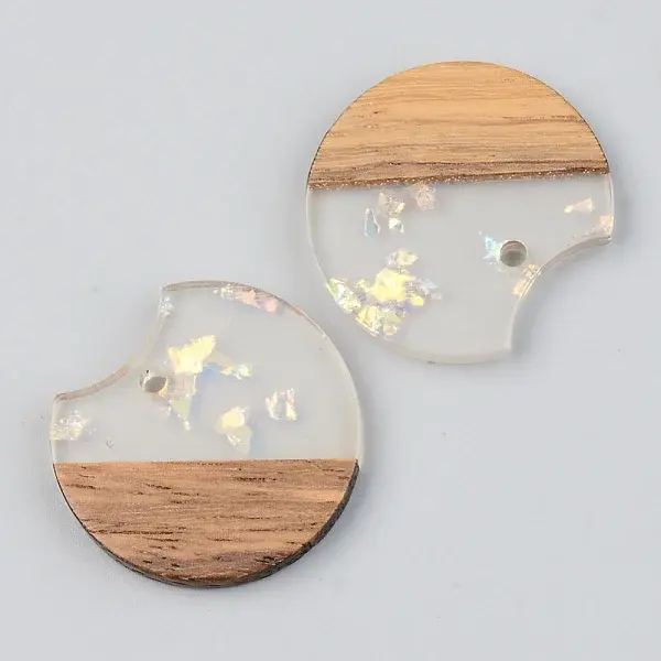 Transparent Resin & Walnut Wood Pendants