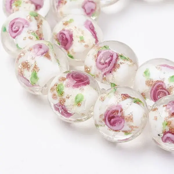 Handmade Gold Sand Lampwork Beads Strands