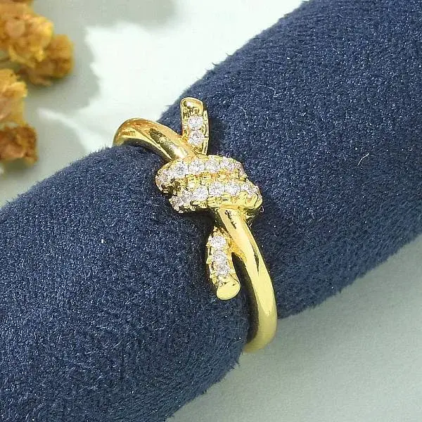 Brass Micro Pave Clear Cubic Zirconia Open Cuff Rings