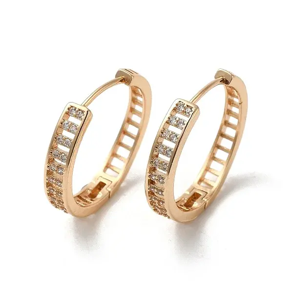 Brass Micro Pave Cubic Zirconia Hoop Earrings for Women