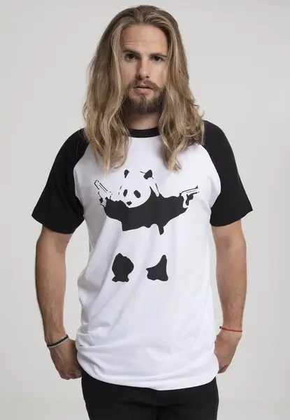 Brandalised Banksy Graffiti Panda Raglan tričko