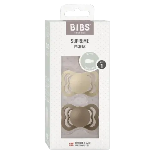 BIBS Supreme Symetrické Cumlíky z prírodného kaučuku - veľkosť 1, Vanilla/Dark Oak 2 ks