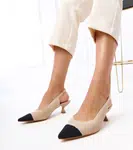Gemre Beige Fabric Low Heel Pumps Cassie