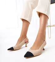 Gemre Beige Fabric Low Heel Pumps Cassie