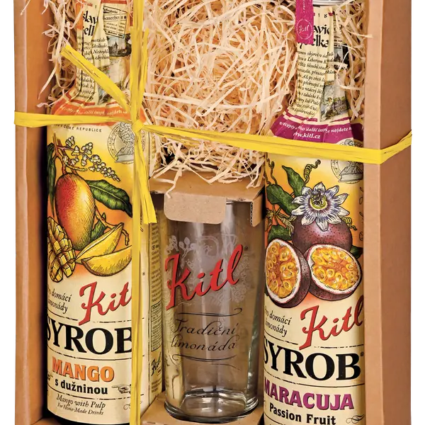 KITL Syrob Mámivé Mango + Maracuja se skleničkou 2 x 500 ml