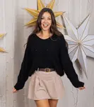 Gemre Mäkký čierny sveter s dlhým rukávom Rianne