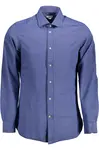 Modrá pánska košeľa s dlhým rukávom