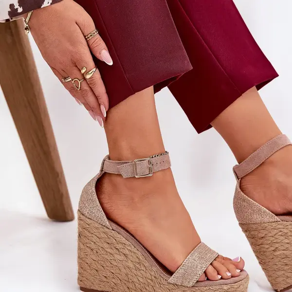 Boto Dámske Sandále Na Klíne S Pletením Khaki Adelio