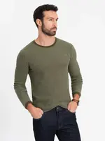 Ombre Men's knitted sweater with structured dots - olive