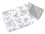 Medi Partners Quilt 55x75 + pillow 35x30 cotton + minky – Deer in leaves + gray Minky
