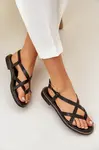 Kožené Ploché Sandále S Preplietanými Pásikmi Zazoo