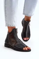 Zazoo 977/L Kožené Vystrihnuté Sandále s Zipsom