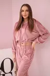 Velour Hooded Set - Dark Powder Pink