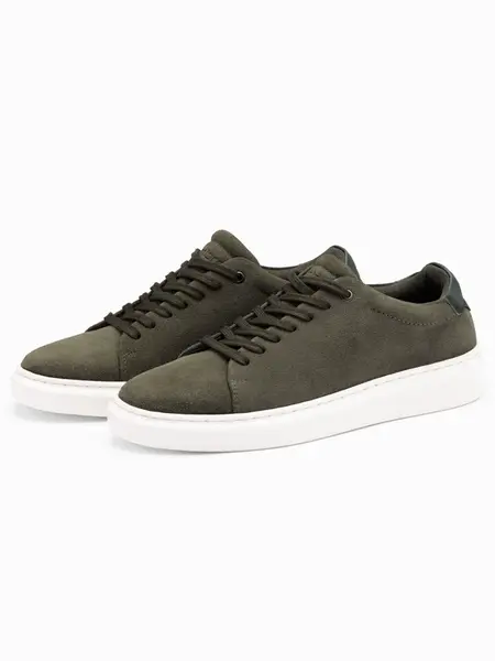 Ombre Men's classic soft suede sneaker shoes - dark olive
