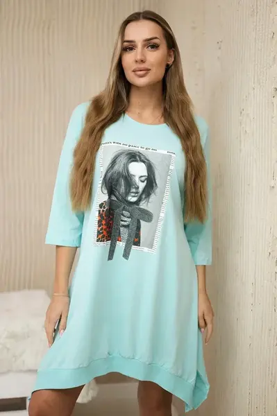 Dress with print and flared hem