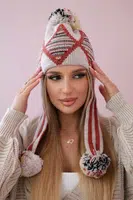 Women's Cap with Long Ears Eunika K322 Beige+Foxy