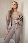 Set 3in1 sweatshirt + top + pants dark beige