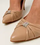 marka niezdefiniowana Béžové klasické lakované lodičky na ihlovom podpätku Spenny