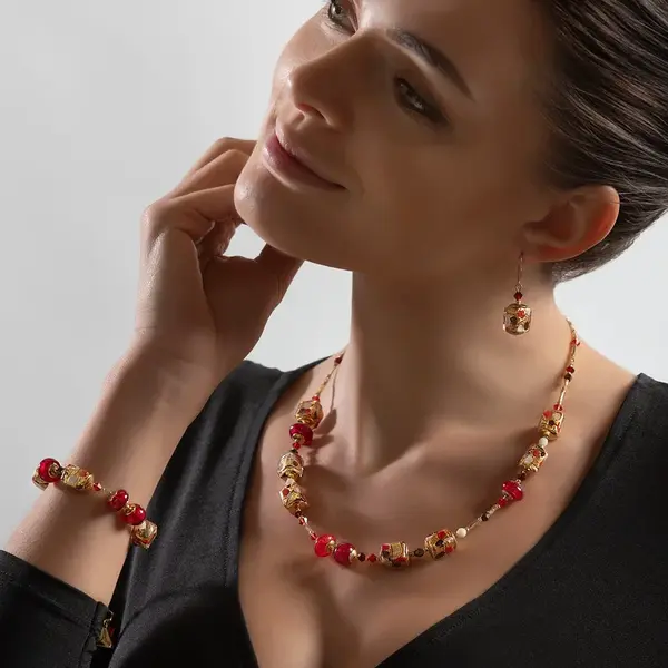 Lampglas Náhrdelník Superior Gem s 24karátovým zlatem v perlách Lampglas NCU66