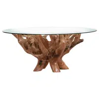 Livetastic KONFERENČNÍ STOLEK, barvy teak, dřevo, sklo, 110/110/46 cm