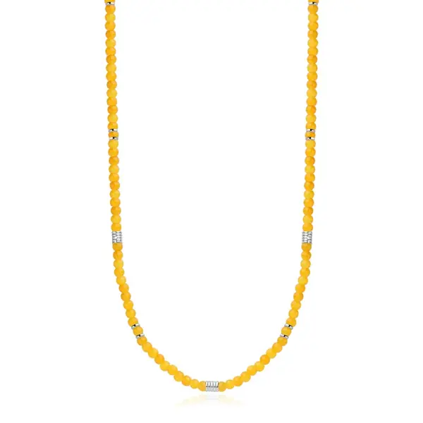 S'Agapõ Elegantní náhrdelník se žlutými korálky Madera SAD01