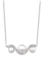 Silver Cat Elegantní stříbrný náhrdelník se zirkony a perlou SC340