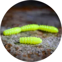 Redbass gumová nástraha trout grub signal yellow uv color - 3x25 mm