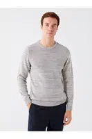 LC Waikiki Classic Beige Crew Neck Long Sleeve Patterned Men's Knitwear Sweater