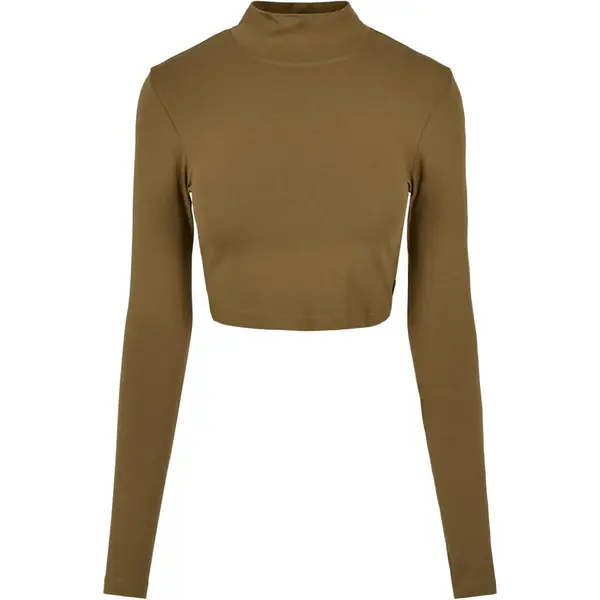 Dámský organický rolák s dlouhým rukávem - olivová