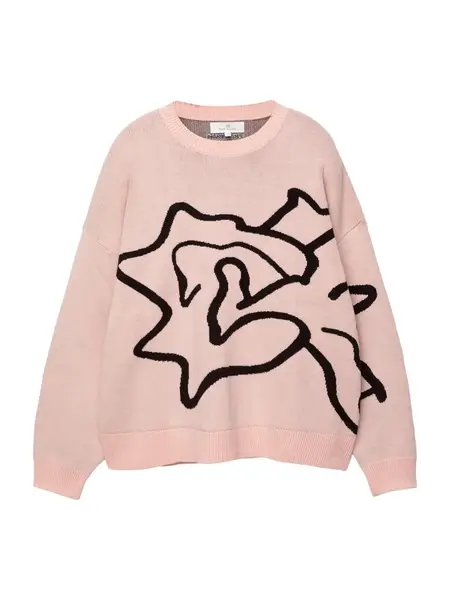 Pull&Bear Sveter  ružová / čierna