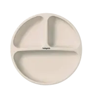 BABYONO Talíř silikonový s přísavkou - beige 6m+