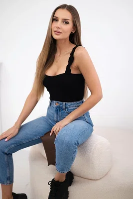 Černá tělová halenka na ramínka